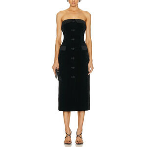 Marianna Senchina 'Diana' Black Cotton Midi Jacket Dress Size XS